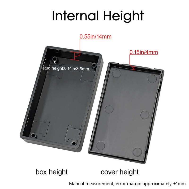 LeMotech Project Box, 5 Pieces ABS Electrical Box Small Junction Box for Electronics PCB Case,Electronic Hobby Box Black, Outside Size 2.8 x 1.7 x 0.7 inch (70x 42x 18 mm) - Image 4